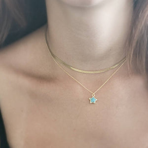 Gemstone Star Necklace • Lapis Lazuli Star Charm • Turquoise Star Necklace • Green Chalcedony Star Pendant • Layering Necklace • Gift