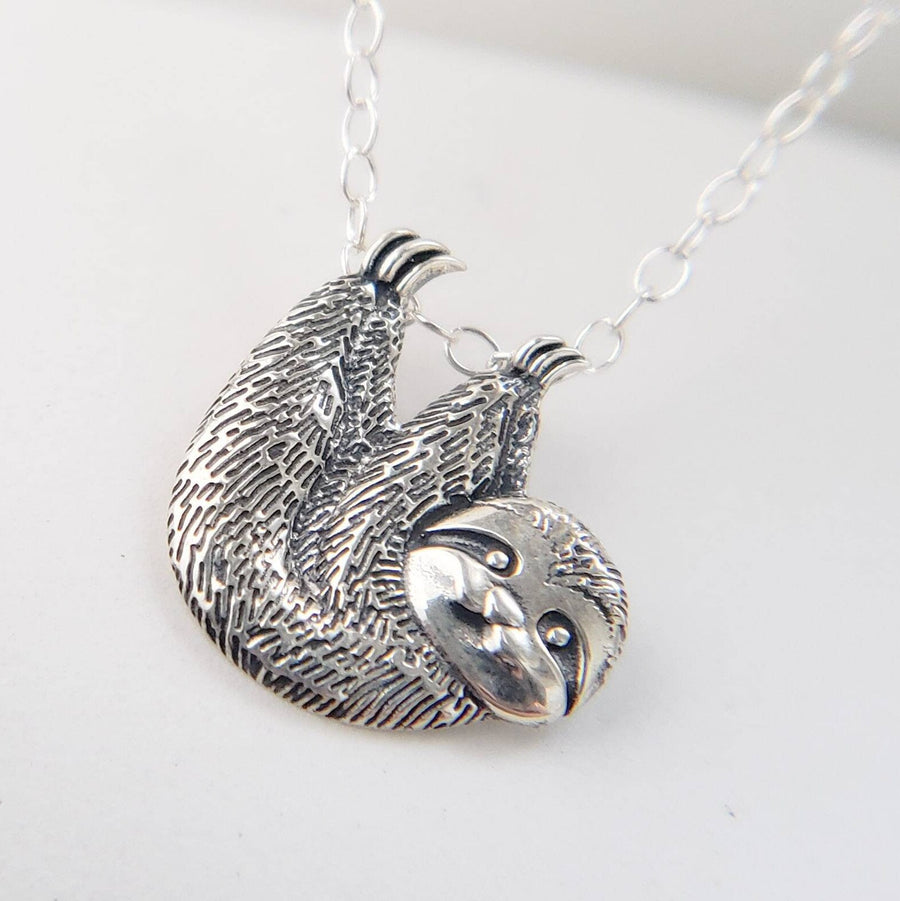 Sloth Necklace • Sweet Little Sloth Pendant • Silver Sloth Jewelry • Gift for Her • Hanging Sloth Necklace • Cute Sloth • Sloth Charm