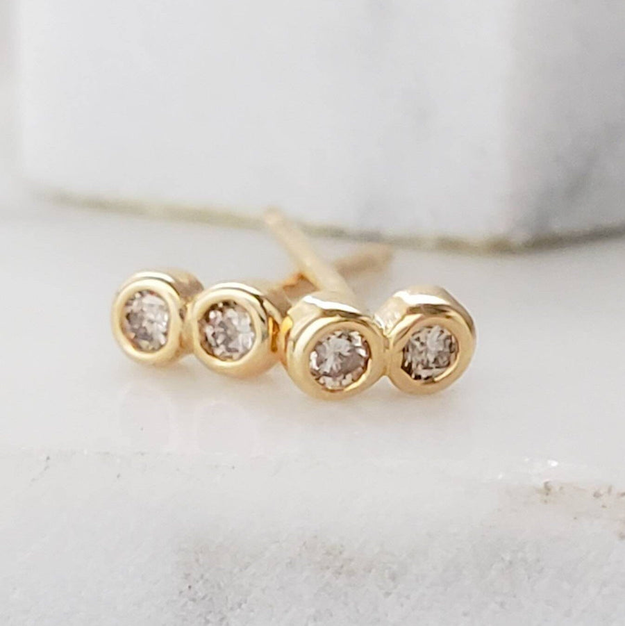 Delicate Double Diamond Infinity Studs in 14k Gold • Pair of Dainty Genuine Diamond Earrings • Tiny Studs • Fine Jewelry • Anniversary Gift