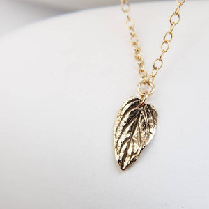 Dainty Leaf Necklace • Little Gold Leaf Charm • Sterling Silver Leave • Gift For Nature Lover • Minimalist Style • Waterproof