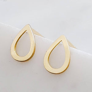 14k Gold Raindrop Studs • Modern Stud Earrings • Minimalist Style • Dainty Studs • Teardrop Earrings • 14 Karat Yellow Gold • Quiet Luxury