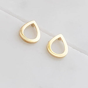 14k Gold Raindrop Studs • Modern Stud Earrings • Minimalist Style • Dainty Studs • Teardrop Earrings • 14 Karat Yellow Gold • Quiet Luxury