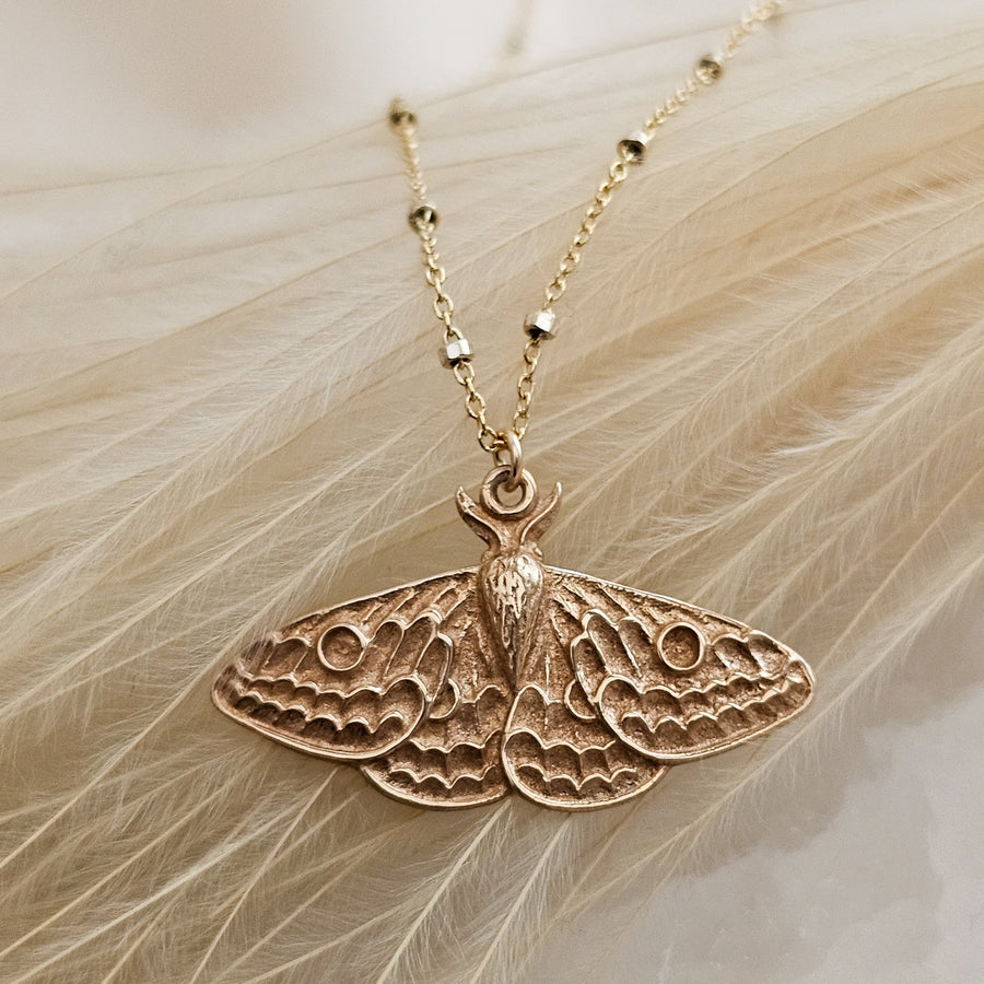 Exquisite Moth Necklace • Sterling Silver Moth Wings • Gift For Nature Lover • Golden Moth Charm • Layering Necklace • Waterproof