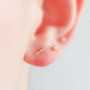 Tiny 14k Gold Bar Studs • Dainty Bar Earrings • Minimalist Studs • Delicate Bar Studs • Multiple Piercings • 14 Karat Gold • Gift For Her