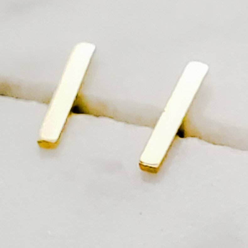 Tiny 14k Gold Bar Studs • Dainty Bar Earrings • Minimalist Studs • Delicate Bar Studs • Multiple Piercings • 14 Karat Gold • Gift For Her