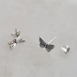 Tiny Butterflies Necklace & Earring Set • Sterling Silver Butterfly Charm • Dainty Layering Necklace and Stud Earrings • Flower Girl Gift