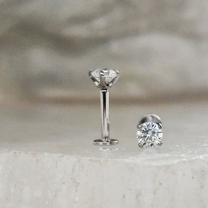 14k Gold & CZ Diamond Flat Back Studs • 18 Gauge Push In Studs • Prong Set Stones • Comfort backs • Dainty 14K Stud earrings