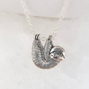 Sloth Necklace • Sweet Little Sloth Pendant • Silver Sloth Jewelry • Gift for Her • Hanging Sloth Necklace • Cute Sloth • Sloth Charm