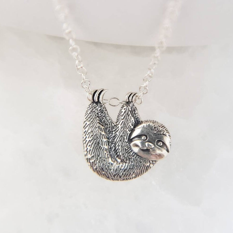 Sloth Necklace • Sweet Little Sloth Pendant • Silver Sloth Jewelry • Gift for Her • Hanging Sloth Necklace • Cute Sloth • Sloth Charm