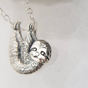 Sloth Necklace • Sweet Little Sloth Pendant • Silver Sloth Jewelry • Gift for Her • Hanging Sloth Necklace • Cute Sloth • Sloth Charm