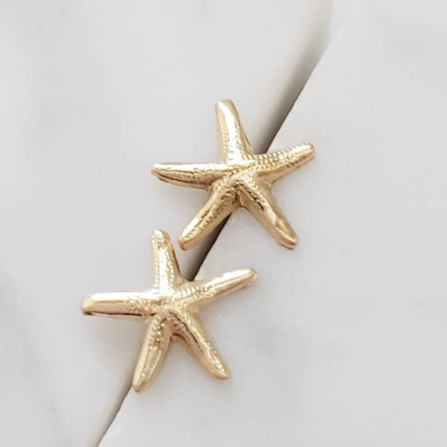 14k Starfish Studs • Delicate Starfish Earrings • Tiny Sea Star Earrings • Gold Starfish Studs • Beach Theme • Cute Little Starfish