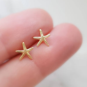 14k Starfish Studs • Delicate Starfish Earrings • Tiny Sea Star Earrings • Gold Starfish Studs • Beach Theme • Cute Little Starfish