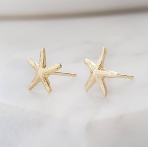 14k Starfish Studs • Delicate Starfish Earrings • Tiny Sea Star Earrings • Gold Starfish Studs • Beach Theme • Cute Little Starfish