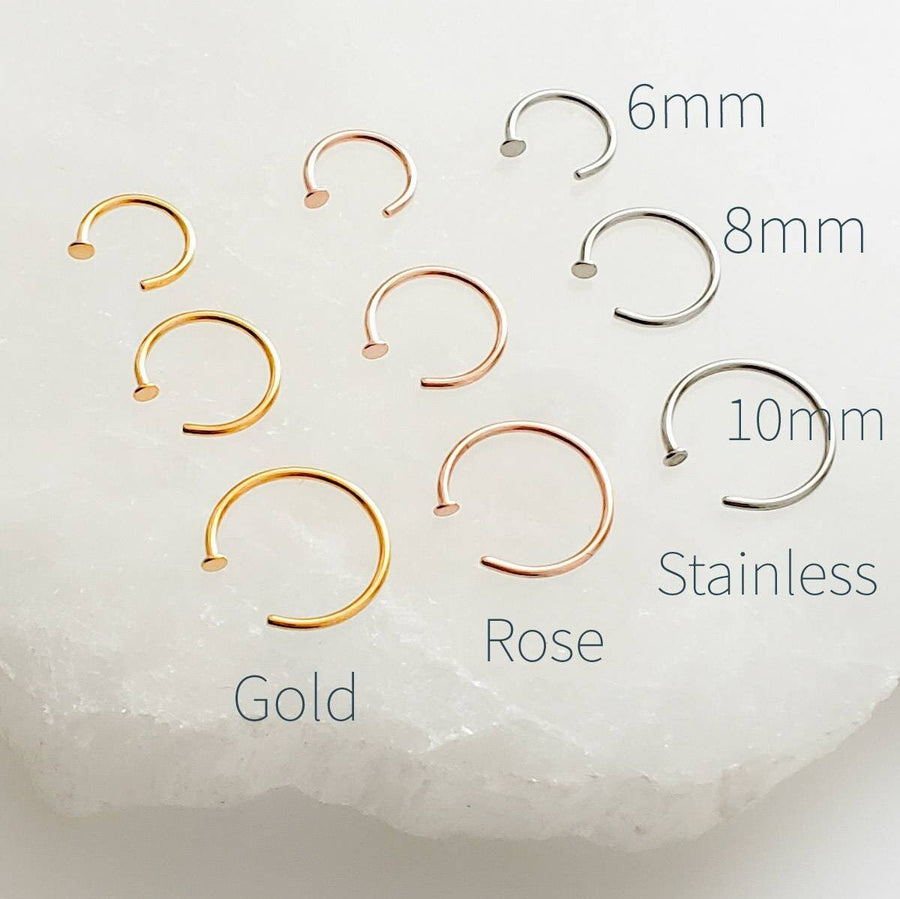 Delicate Nose Ring • Tiny Dot Hug Hoops • 20 Gauge • Thin Dot Hoops • Open Skinny Hoop • Modern Hoops • Dainty Hug Hoops • Surgical Steel