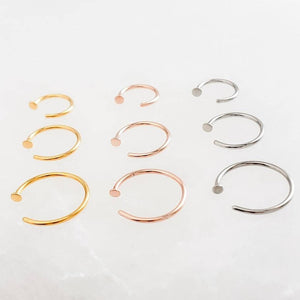 Delicate Nose Ring • Tiny Dot Hug Hoops • 20 Gauge • Thin Dot Hoops • Open Skinny Hoop • Modern Hoops • Dainty Hug Hoops • Surgical Steel