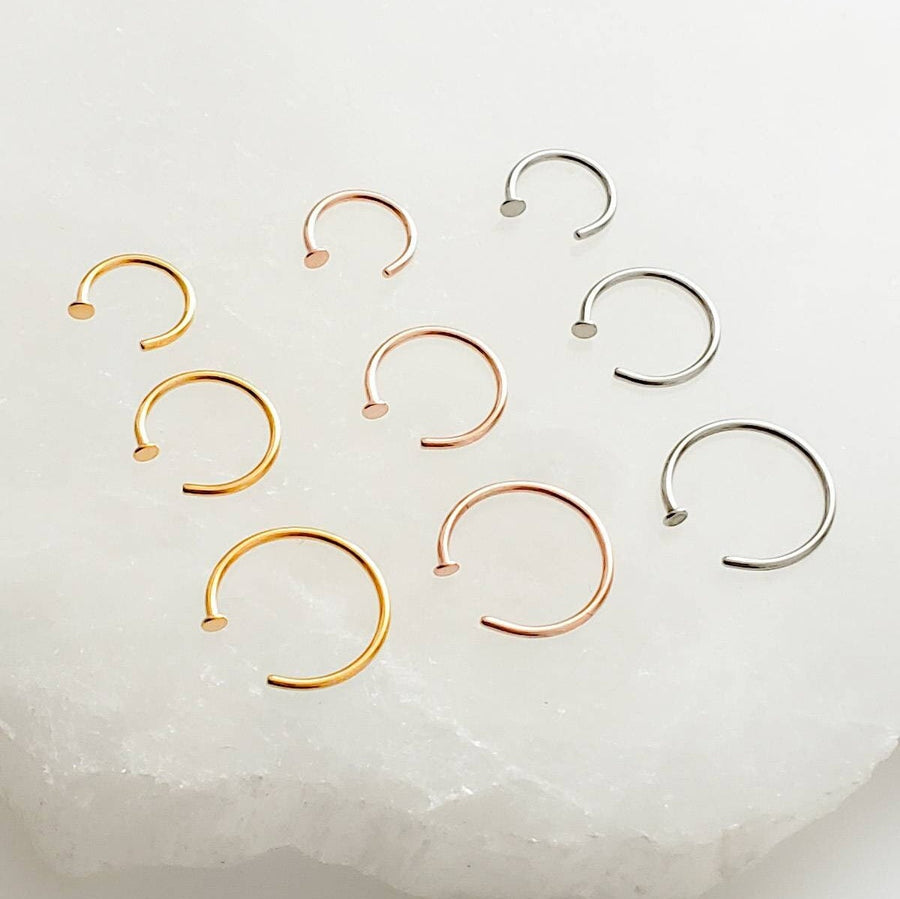 Delicate Nose Ring • Tiny Dot Hug Hoops • 20 Gauge • Thin Dot Hoops • Open Skinny Hoop • Modern Hoops • Dainty Hug Hoops • Surgical Steel