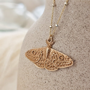 Exquisite Moth Necklace • Sterling Silver Moth Wings • Gift For Nature Lover • Golden Moth Charm • Layering Necklace • Waterproof