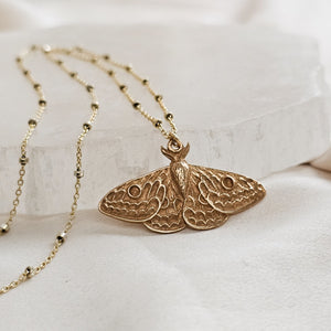 Exquisite Moth Necklace • Sterling Silver Moth Wings • Gift For Nature Lover • Golden Moth Charm • Layering Necklace • Waterproof