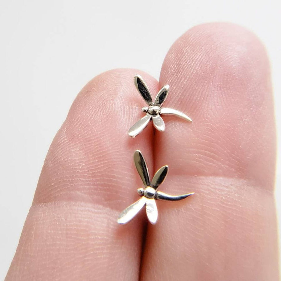 Tiny Dragonfly Stud Earrings • Gold Dragonflies • Insect Studs • Sterling Silver Dragonfly • Post Earrings • Bug Earrings