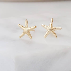 14k Starfish Studs • Delicate Starfish Earrings • Tiny Sea Star Earrings • Gold Starfish Studs • Beach Theme • Cute Little Starfish