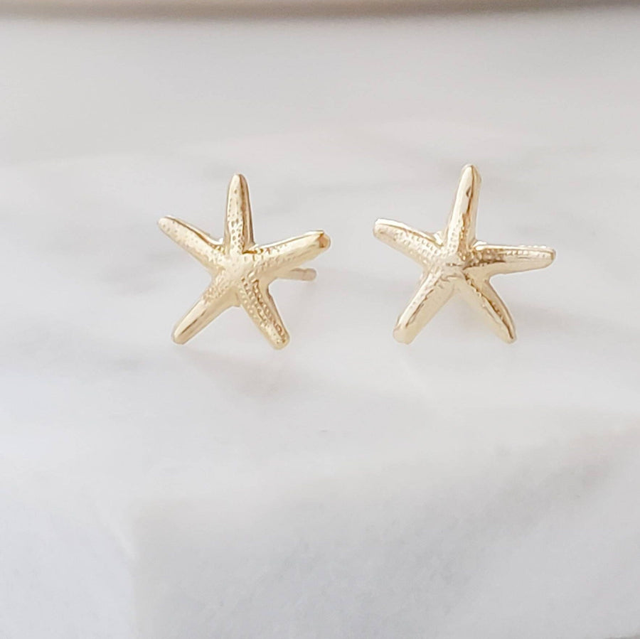 14k Starfish Studs • Delicate Starfish Earrings • Tiny Sea Star Earrings • Gold Starfish Studs • Beach Theme • Cute Little Starfish