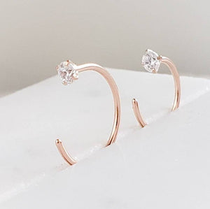 Dainty SPARKLE Hug Hoops • 20 Gauge • Thin CZ Hoops • Open Skinny Hoop • Modern Hoop Earrings • Tiny Sparkle Hug Hoops • Delicate Earrings