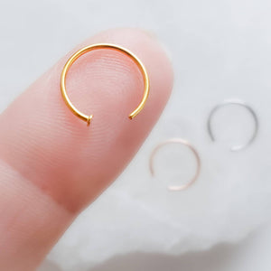 Delicate Nose Ring • Tiny Dot Hug Hoops • 20 Gauge • Thin Dot Hoops • Open Skinny Hoop • Modern Hoops • Dainty Hug Hoops • Surgical Steel