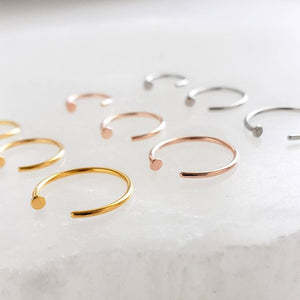 Delicate Nose Ring • Tiny Dot Hug Hoops • 20 Gauge • Thin Dot Hoops • Open Skinny Hoop • Modern Hoops • Dainty Hug Hoops • Surgical Steel