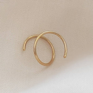 Tiny Double Twist Hoop • Twist In Earring • Spiral Hoop Earring • Double Open Hoop • Multi Spiral Earring • Fake Double Piercing