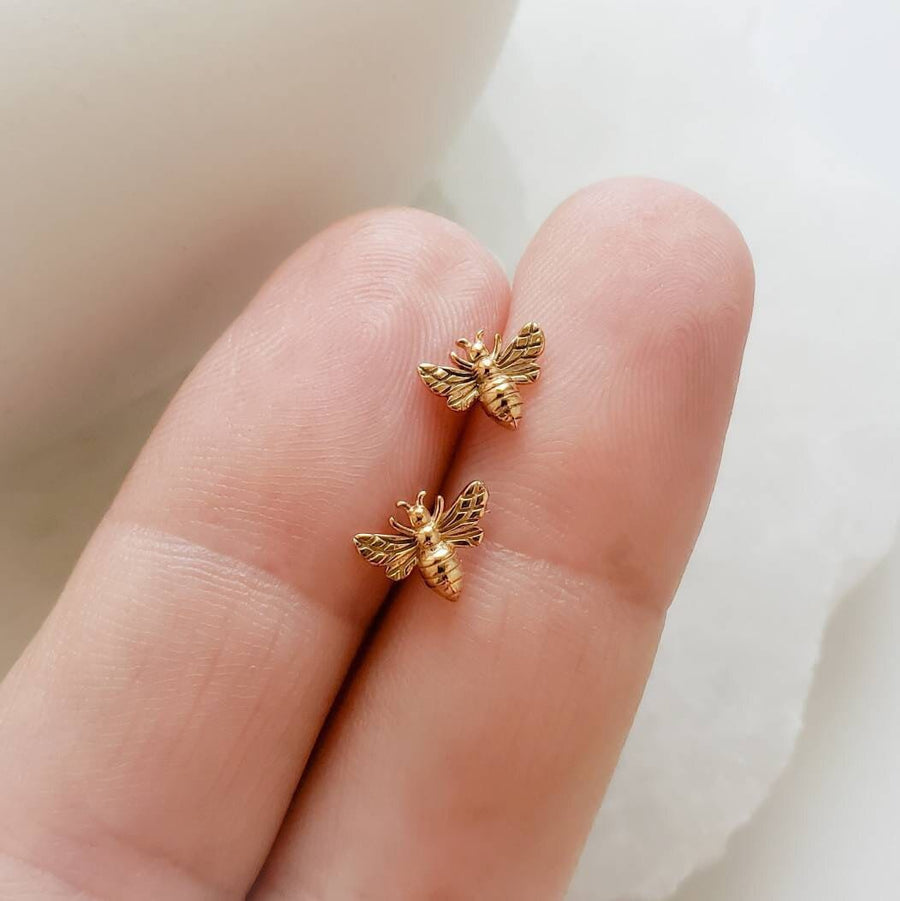 Tiny Honey Bee Studs • Dainty Bee Earrings • Bumble Bee Studs • Tiny Gold Bees • Little Bee Earring Studs • Delicate Bee Jewelry • Gift