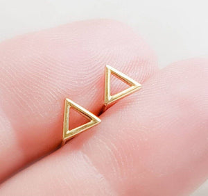 14k Gold Triangle Studs • Small Geometric Earrings • Gold Triangular Earrings • Minimalist Earrings • Post Earrings • 14 Karat Gold Earrings