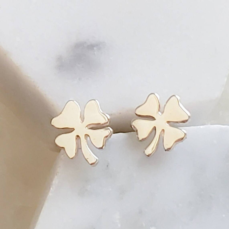 Little Clover Studs • Petite Four Leaf Clovers • Small Shamrock Posts • Simple Minimal Earrings • Sterling Silver Stud Earrings • Good Luck