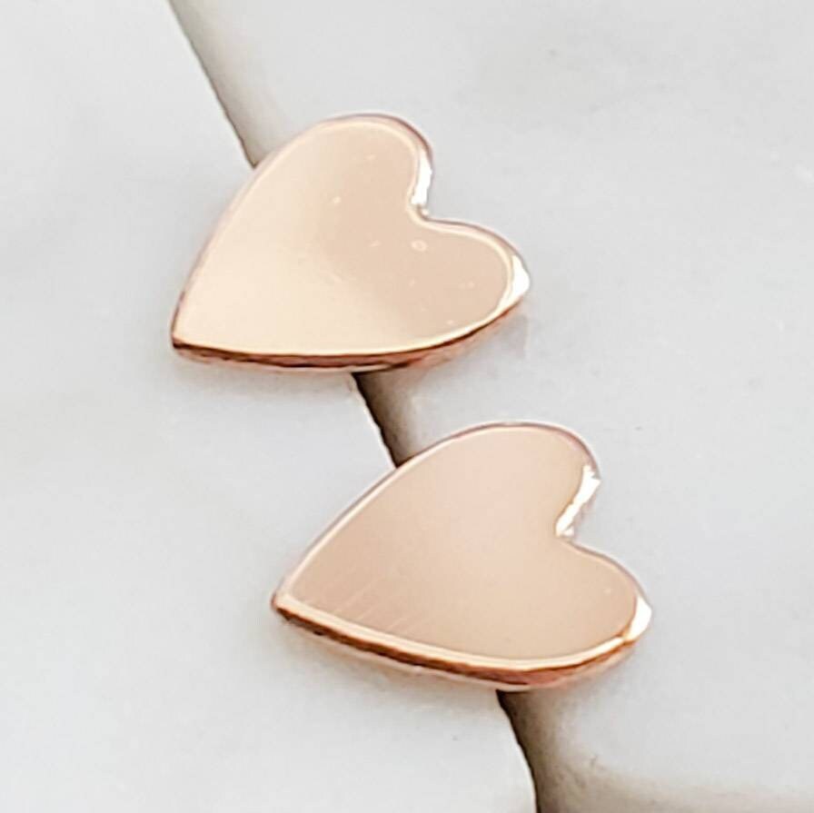 Rose Gold Heart Studs • Tiny Studs • Little Heart Earrings • Delicate Stud Earrings • Love Jewelry • Gift For Her • Multiple Piercings