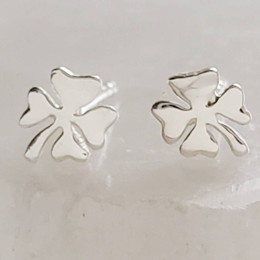 Little Clover Studs • Petite Four Leaf Clovers • Small Shamrock Posts • Simple Minimal Earrings • Sterling Silver Stud Earrings • Good Luck