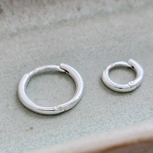 Tiny Sterling Hoops • Hinged Huggie Hoop Earrings • Dainty Silver Hoop Earrings • Waterproof • Comfort Hoops • Ear Stack • Minimalist Gift