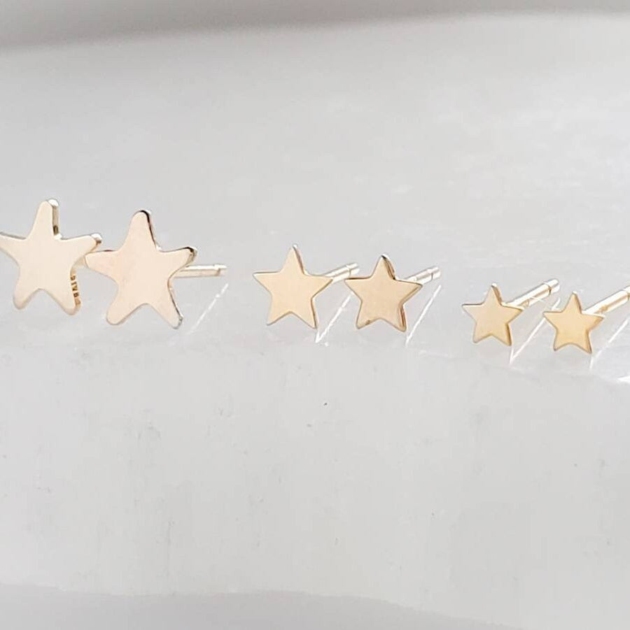 14k Gold Star Studs • Choose Your Size • Delicate Studs • Gold Star Studs • Little Stud Earrings • Minimalist Earrings • Dainty Studs