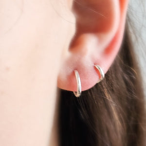 Tiny Sterling Hoops • Hinged Huggie Hoop Earrings • Dainty Silver Hoop Earrings • Waterproof • Comfort Hoops • Ear Stack • Minimalist Gift