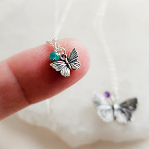 Mother & Daughter Butterfly Necklace Set • Birthstone Charms • Gift For Mom • Butterfly Jewelry • Matching Necklaces • Mother's Day Gift