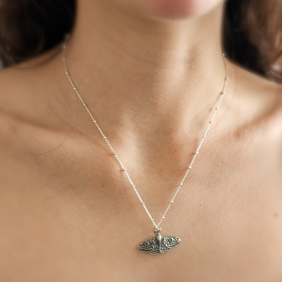 Exquisite Moth Necklace • Sterling Silver Moth Wings • Gift For Nature Lover • Golden Moth Charm • Layering Necklace • Waterproof