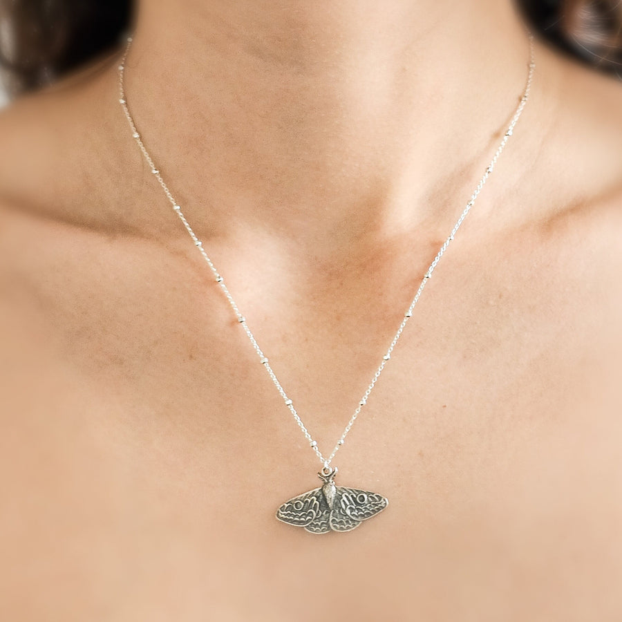 Exquisite Moth Necklace • Sterling Silver Moth Wings • Gift For Nature Lover • Golden Moth Charm • Layering Necklace • Waterproof