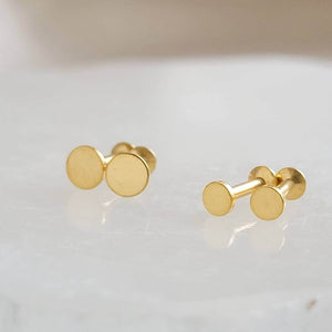 Dainty Flat Back Dot Studs • Tiny Circle Studs • Modern Disc Earrings • 16 Gauge Surgical Steel • 14K Gold Plate • Nap Studs • Waterproof