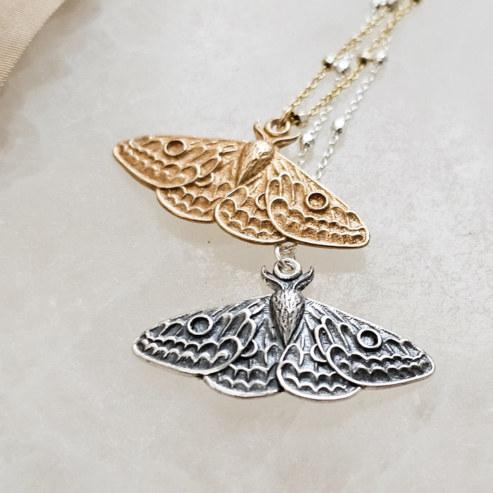 Exquisite Moth Necklace • Sterling Silver Moth Wings • Gift For Nature Lover • Golden Moth Charm • Layering Necklace • Waterproof