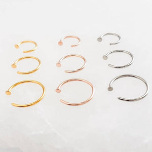 Tiny Dot Hug Hoops • 20 Gauge • Thin Dot Hoops • Open Skinny Hoop • Modern Hoops • Dainty Hug Hoops • Delicate Nose Ring • Surgical Steel