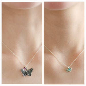 Mother & Daughter Butterfly Necklace Set • Birthstone Charms • Gift For Mom • Butterfly Jewelry • Matching Necklaces • Mother's Day Gift