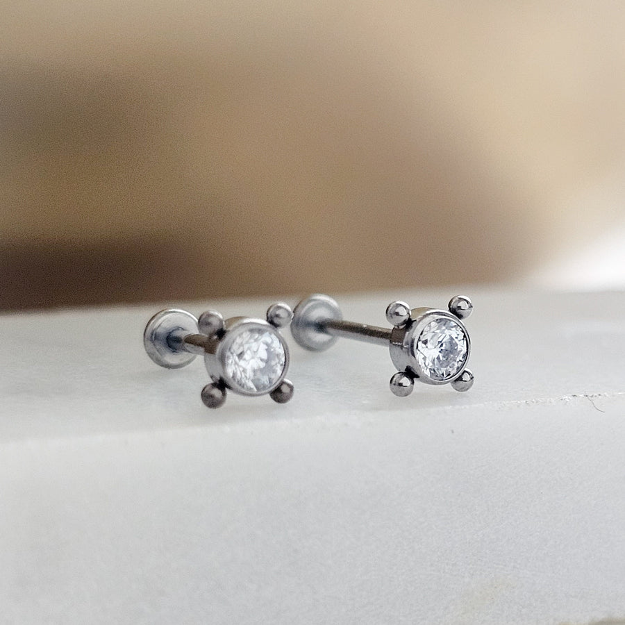 Super Comfy Nap Studs • Clear CZ • Hypoallergenic Titanium • Gift For Her • Minimalist Style • Cartilage Tragus Conch or Lobe • Waterproof