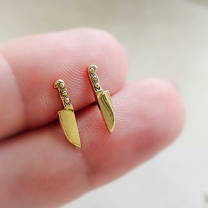 Tiny Knife Studs • Chef's Knife Earrings • Edgy Jewelry • Miniature Knife • Sterling Silver Knife • Punk Rock • 90s • Best Friend Gift