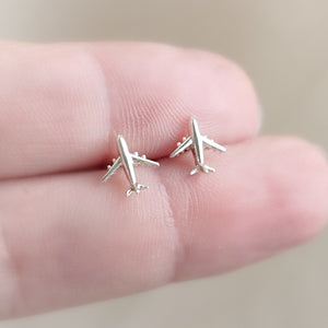 Teeny Tiny Airplane Studs • Bon Voyage Gift • Sterling Silver Airplane Earrings • Adventure • Miniature Plane Studs • Cute Gift for Traveler