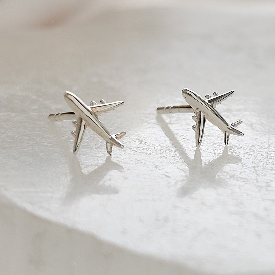 Teeny Tiny Airplane Studs • Bon Voyage Gift • Sterling Silver Airplane Earrings • Adventure • Miniature Plane Studs • Cute Gift for Traveler