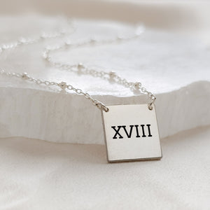 Engraved "18" Necklace • Roman Numerals • Custom Milestone Jewelry • Birthday Gift • Teen Gift • Waterproof