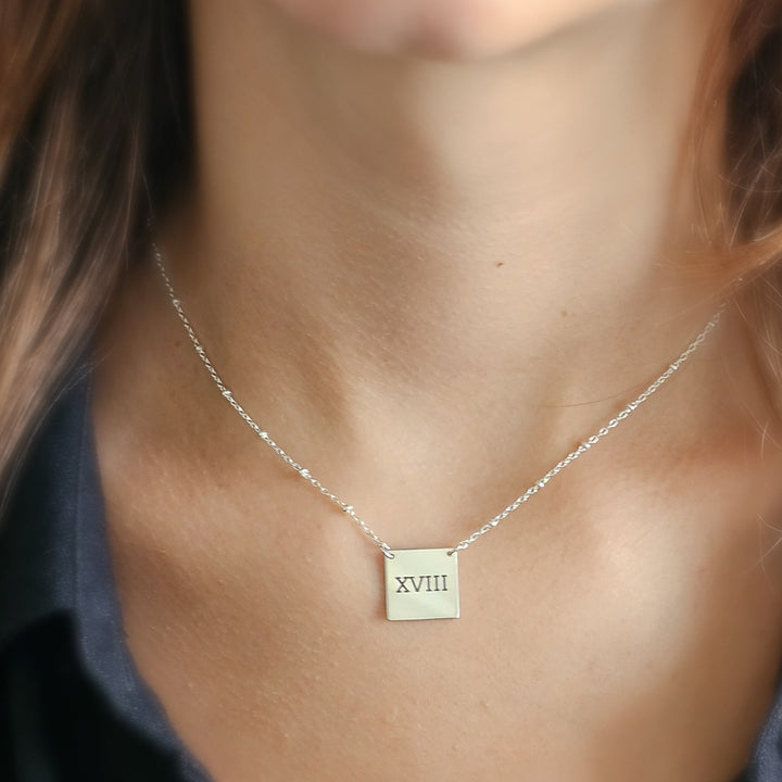 Engraved "18" Necklace • Roman Numerals • Custom Milestone Jewelry • Birthday Gift • Teen Gift • Waterproof